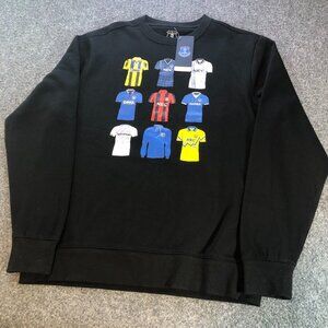 Everton Football Sweatshirt Mens Large Black History of Jerseys Long Sleeve NWT